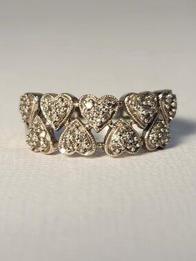 VTG 925 Edgy Vibe Romantic Promise Pavé Heart Band Ring Sz 7